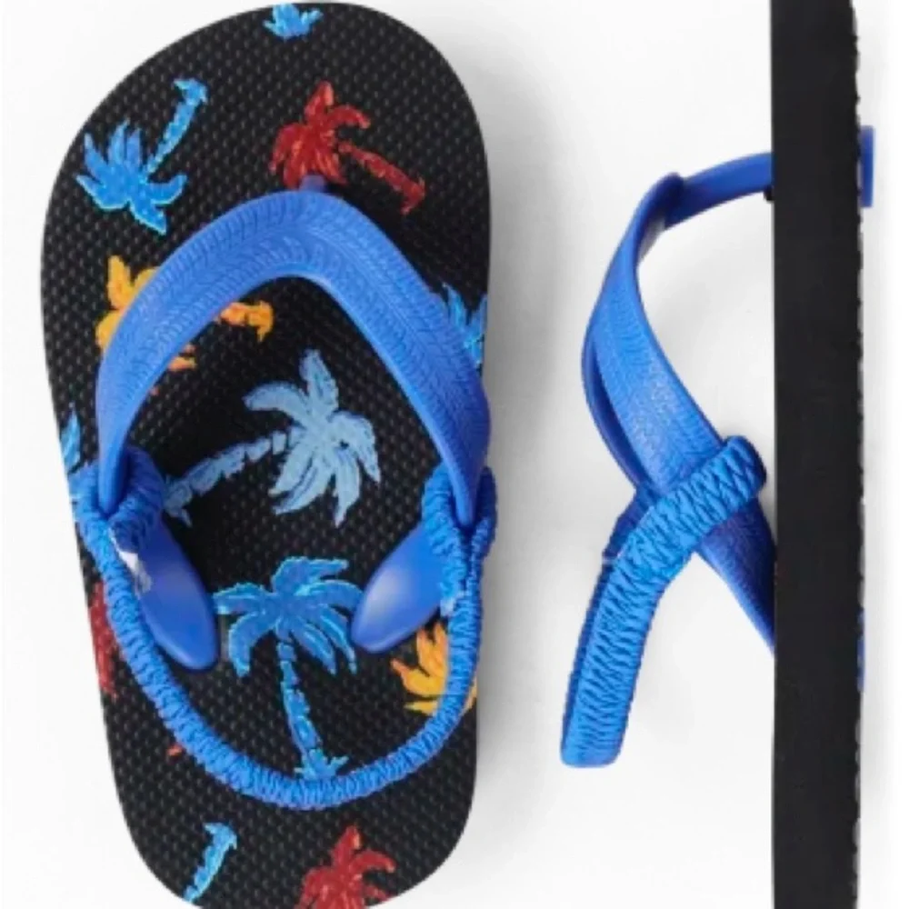 The Children's Place Toddler Boys Blue Palm Tree Flip Flops Size 6/7
